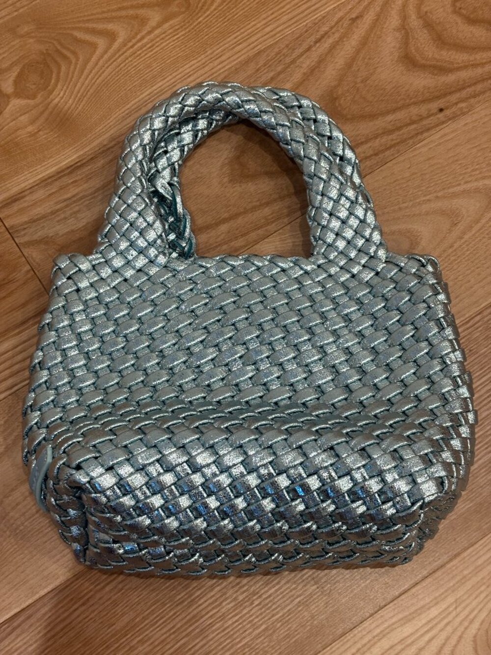 Ahdorned Metallic Woven Mini Tote